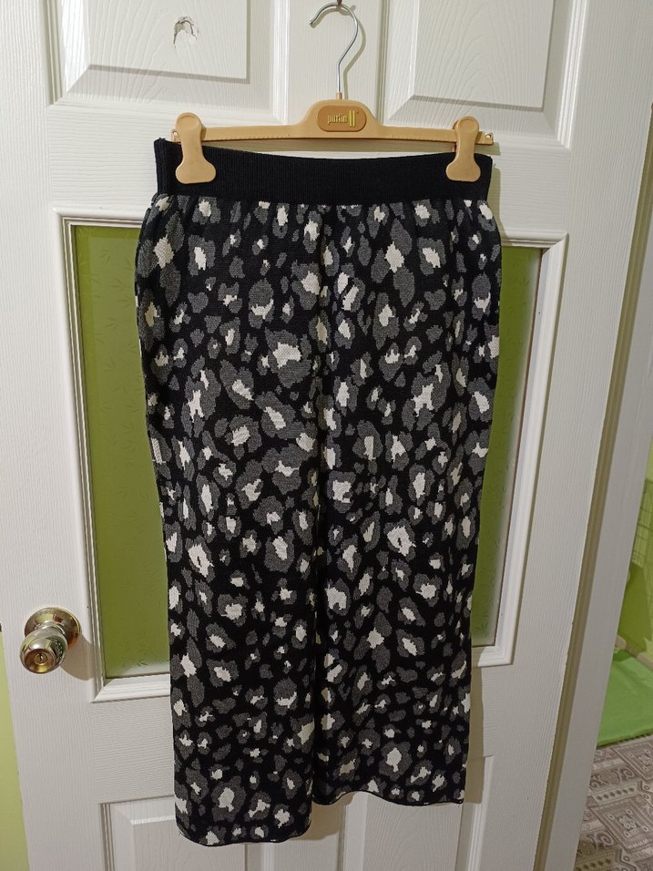 Düğmeli leopar Desenli Triko Kadın Hırka etek takım - Görsel 4