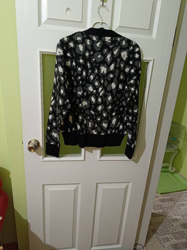 Düğmeli leopar Desenli Triko Kadın Hırka etek takım - Görsel 2