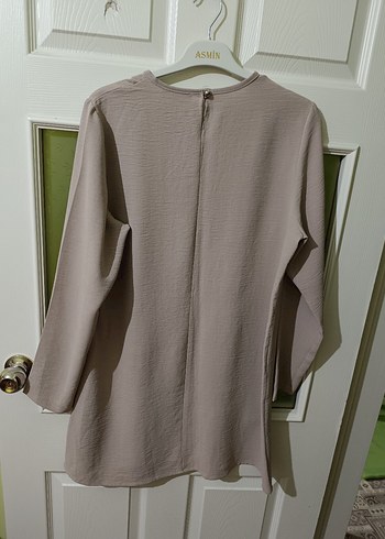 Kadın Bej Keten Uzun Kollu Tunik - Görsel 3