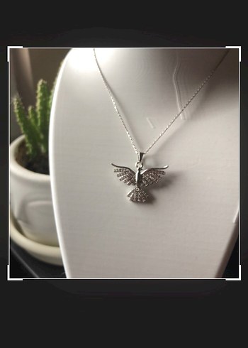 Anka kuşu taşlı kolye - Görsel 2