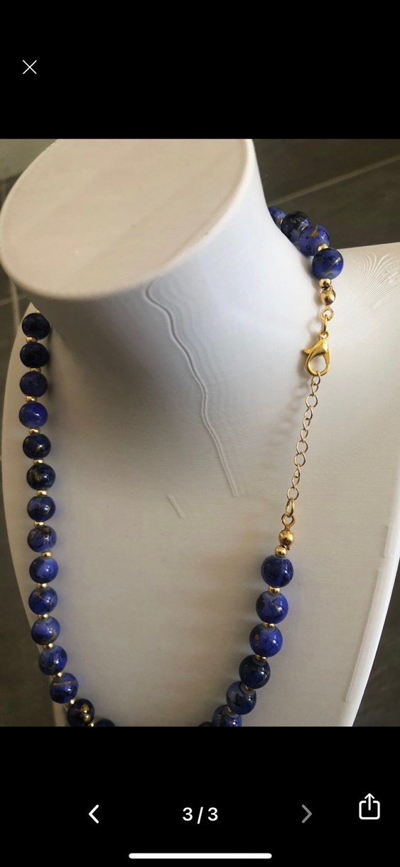 Uzun Mavi Boncuklu Kadın Kolye - Görsel 2