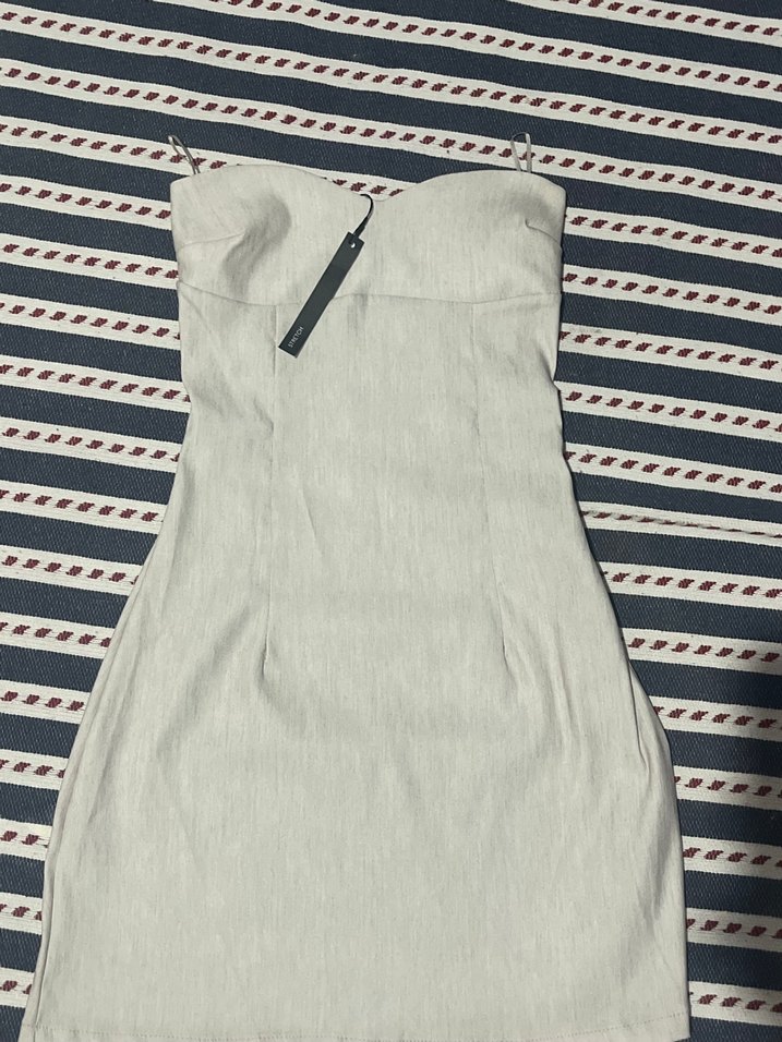 Ekru Straplez Mini Elbise bershka — görsel 3/4
