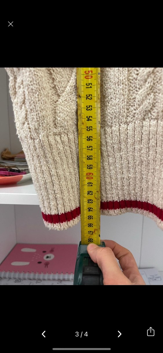 V Yaka Kırçıllı Örgü Süveter - Görsel 3