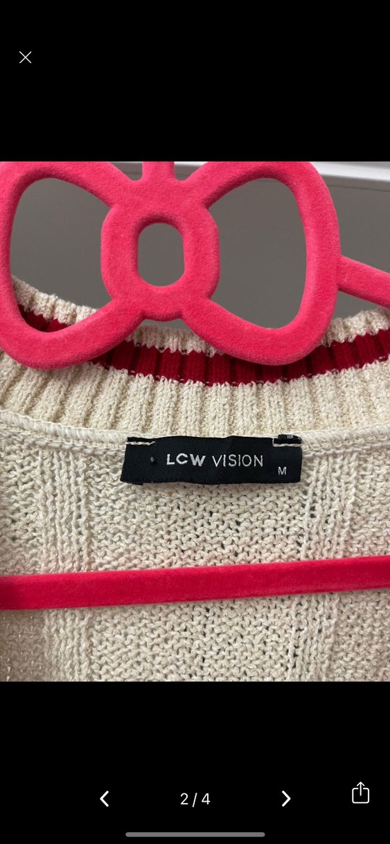 V Yaka Kırçıllı Örgü Süveter - Görsel 2