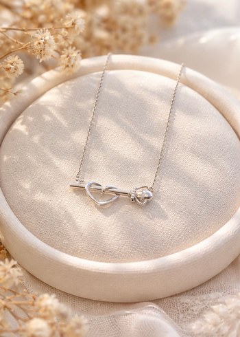 Pırlanta Kalbimin Anahtarı Altın Kolye - Görsel 4