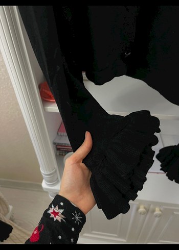 Siyah Düğmeli Uzun Kollu İnce Triko Hırka - Görsel 3