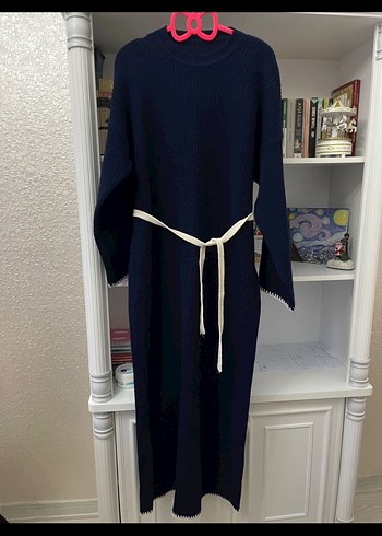 Siyah Triko Uzun Kollu Yüksek Yakalı Elbise - Görsel 6