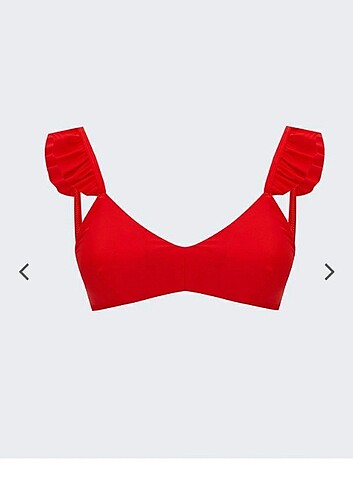 Fırfırlı kırmızı bikini üstü