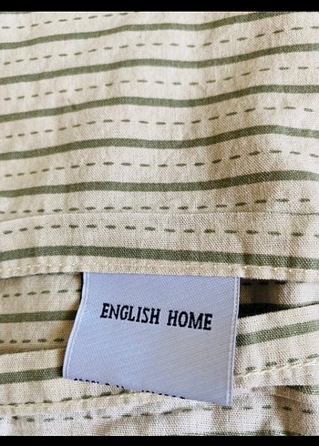 English Home Bej Gri Çizgili Yatak Örtüsü