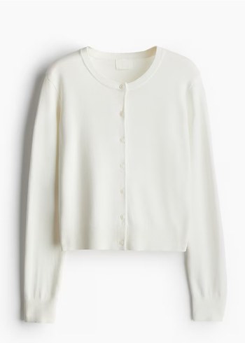 H&M Beyaza yakın krem ince triko hırka