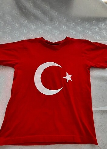 Kız Çocuk Türk Bayraklı Kırmızı T-shirt