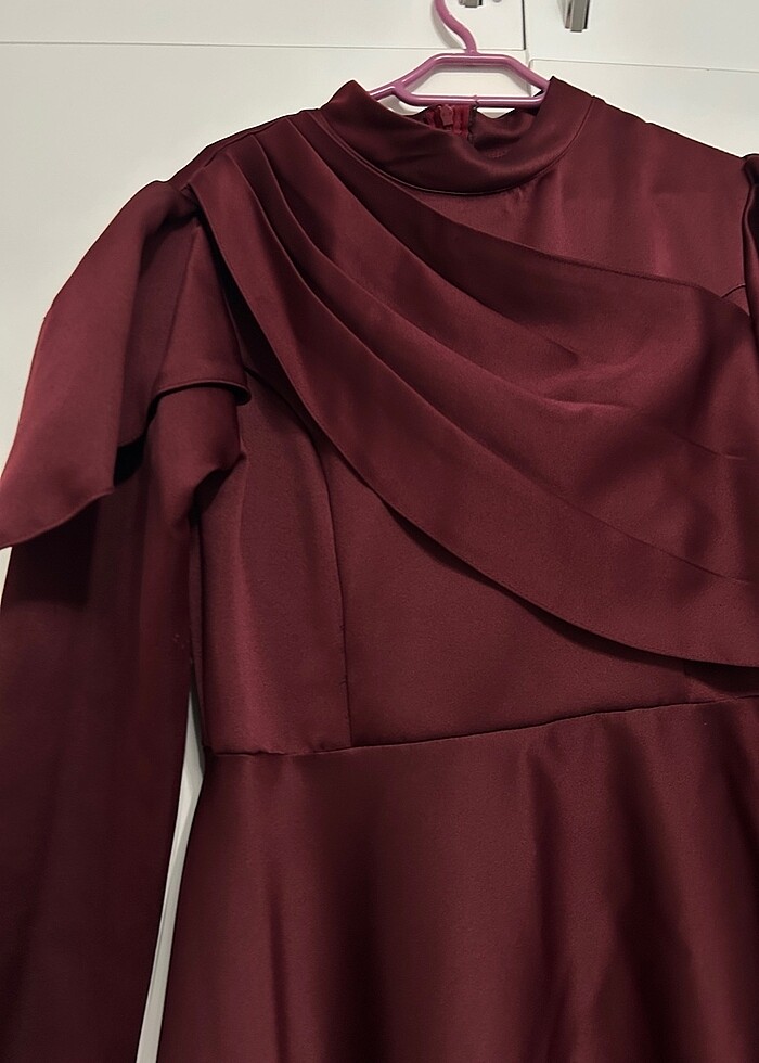Bordo elbise - Görsel 3