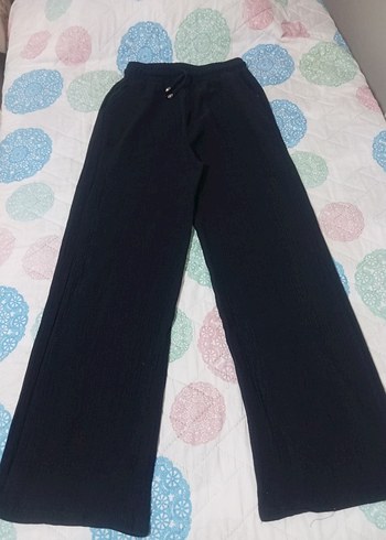 Kadın Siyah Bol Kesim Keten Pantolon - Görsel 5