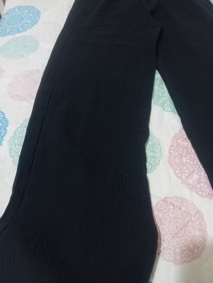 Kadın Siyah Bol Kesim Keten Pantolon - Görsel 3