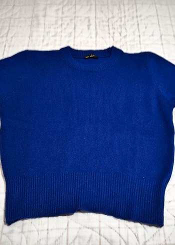 Mavi Kadın Yün Kazak, Bisiklet Yaka - Görsel 2