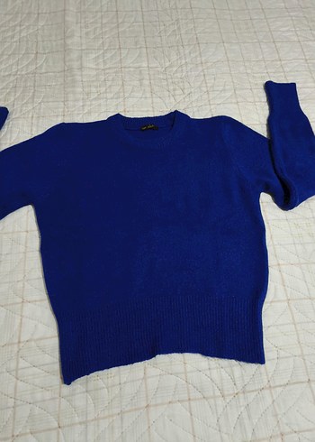 Mavi Kadın Yün Kazak, Bisiklet Yaka - Görsel 4