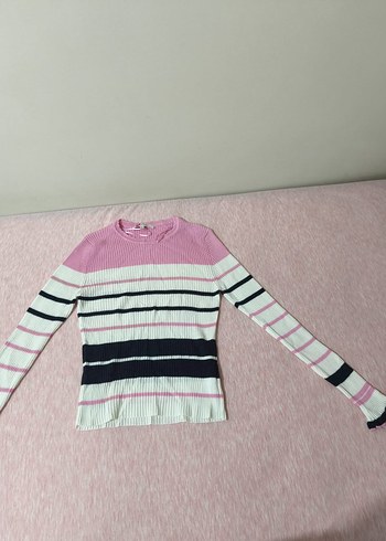 koton Pembe Çizgili Triko Kadın Kazak - Görsel 5