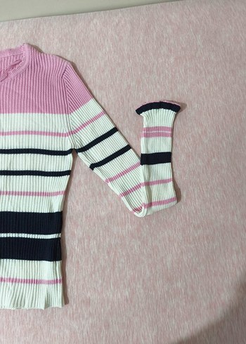 koton Pembe Çizgili Triko Kadın Kazak - Görsel 2