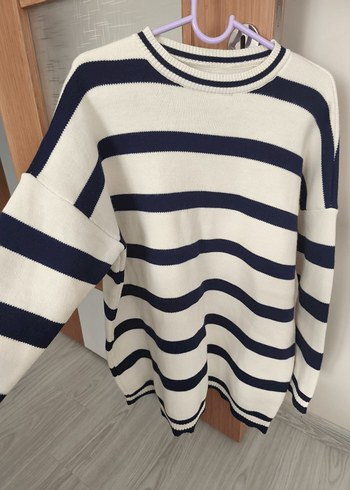 Çizgili Kadın Triko Kazak - Görsel 3