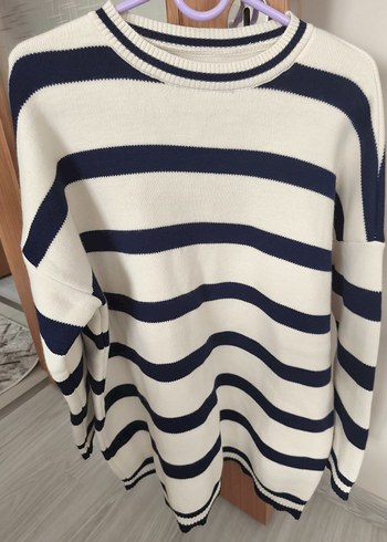 Çizgili Kadın Triko Kazak - Görsel 2