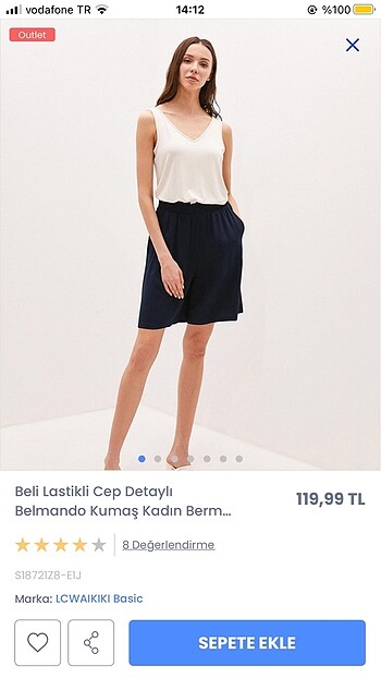 LC Waikiki Bol Kalıp Beli Lastikli Cepli Şort