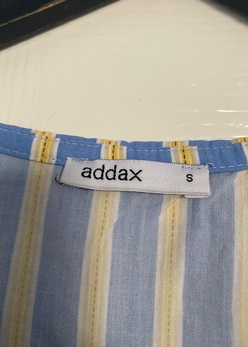 Addax Mavi Çizgili Keten Uzun Bohem Elbise
