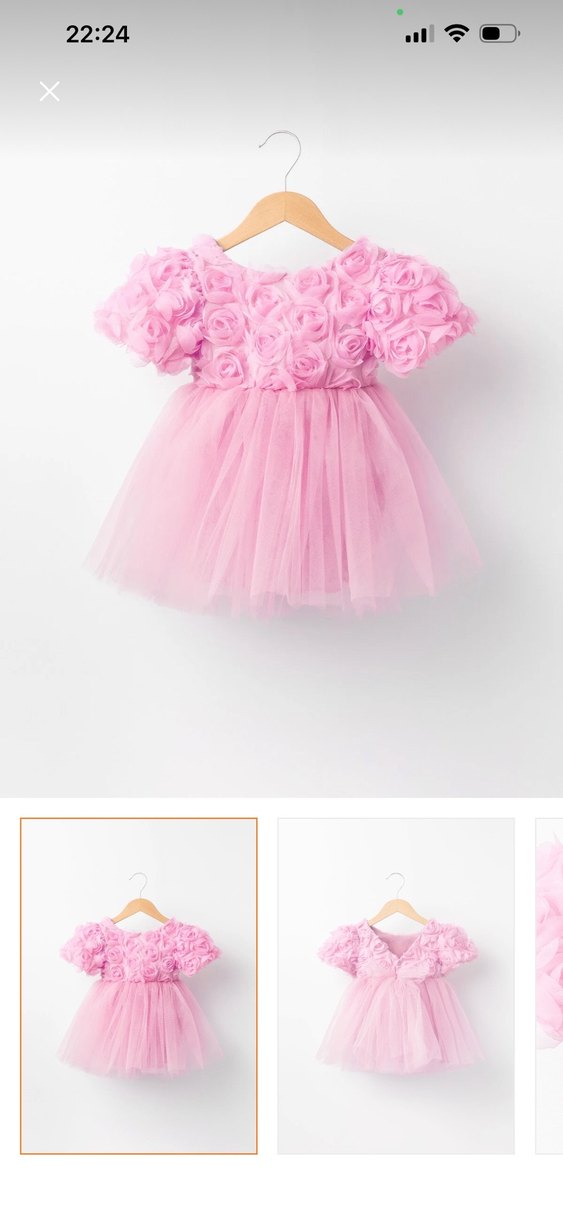 Pembe Kısa Kollu Kız Çocuk Fırfırlı Elbise - Görsel 2