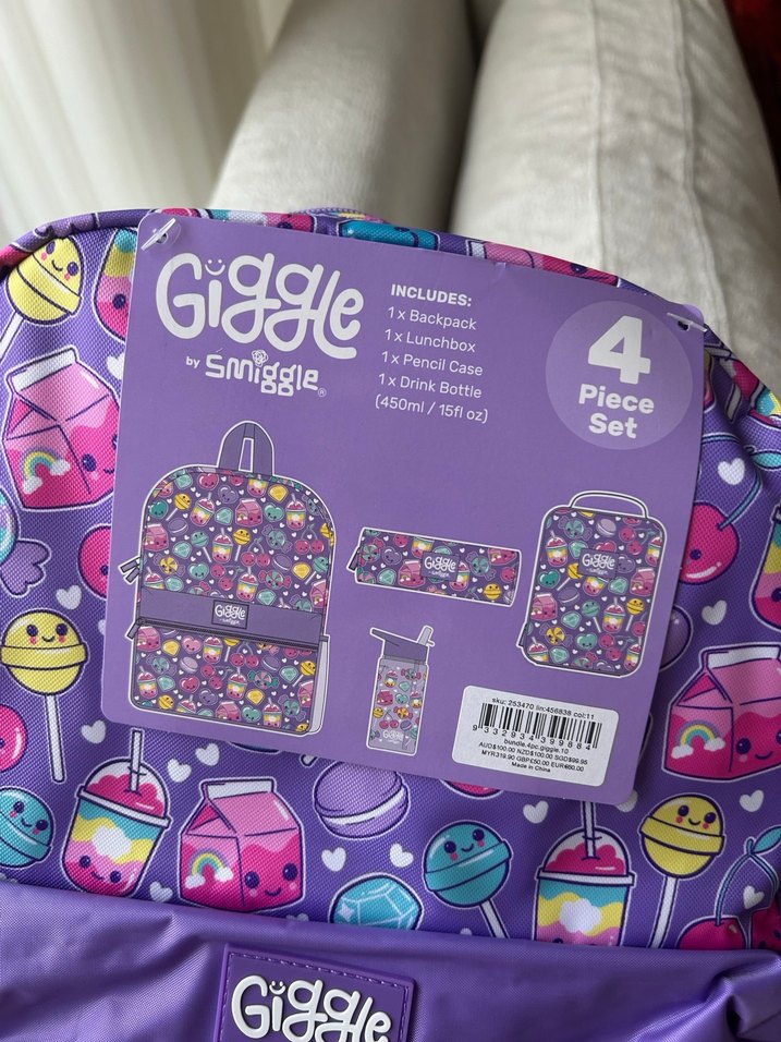 Smiggle Mor Pastel Çocuk Okul Çantası Seti - Görsel 5