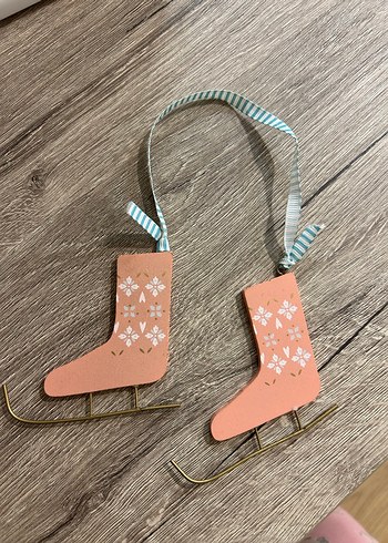 Yılbaşı ağaç süsü Bej Triko Kız Patik Kurdelalı