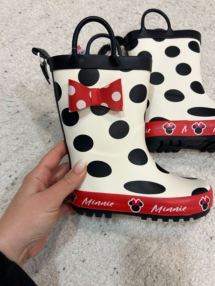 Kız Çocuk Beyaz Puantiyeli Minnie Yağmur Çizmesi - Görsel 5