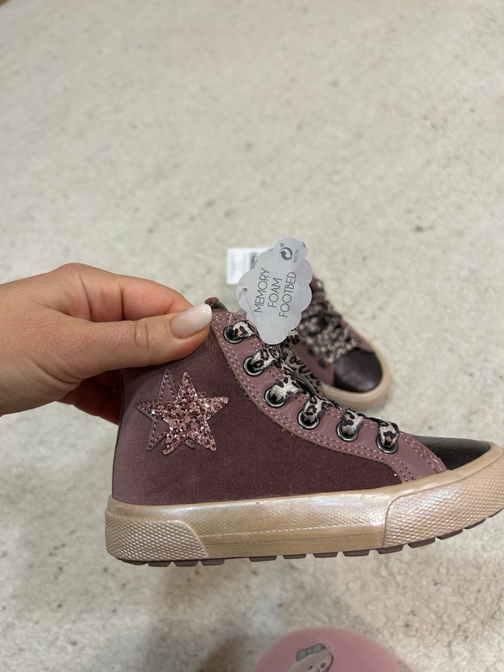 Pembe Süet Kız Çocuk Simli Spor Ayakkabı - Görsel 4