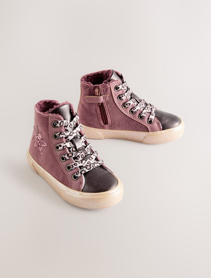 Pembe Süet Kız Çocuk Simli Spor Ayakkabı - Görsel 2