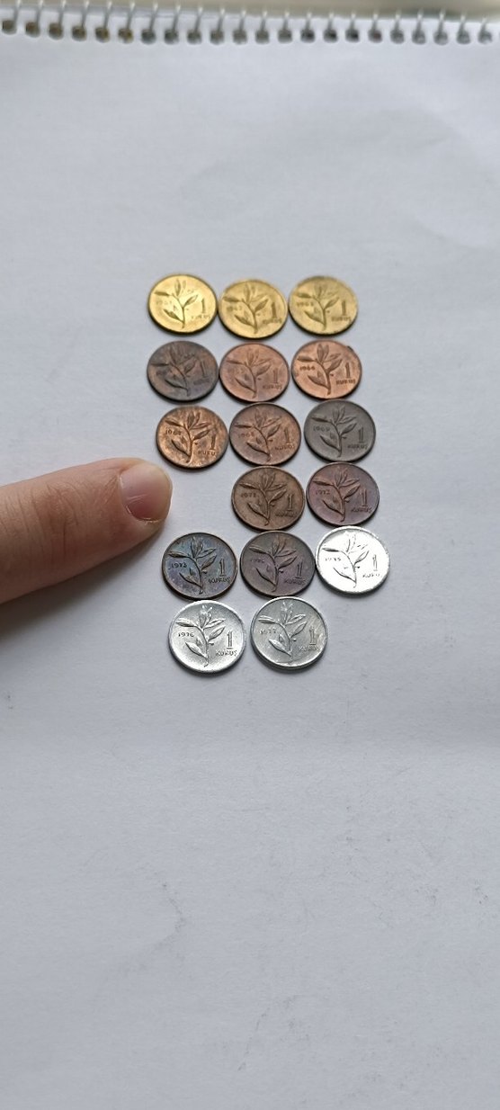 1961 1977 Türkiye bir kuruş lotu.
1970 yoktur - Görsel 4