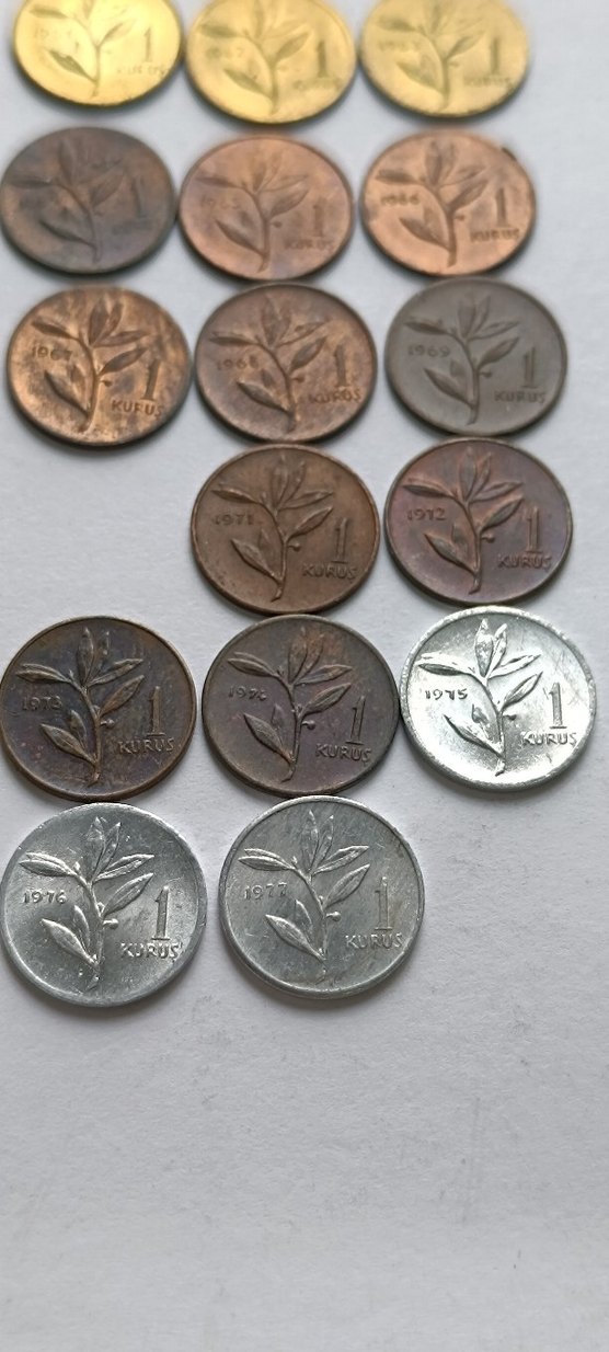 1961 1977 Türkiye bir kuruş lotu.
1970 yoktur - Görsel 3