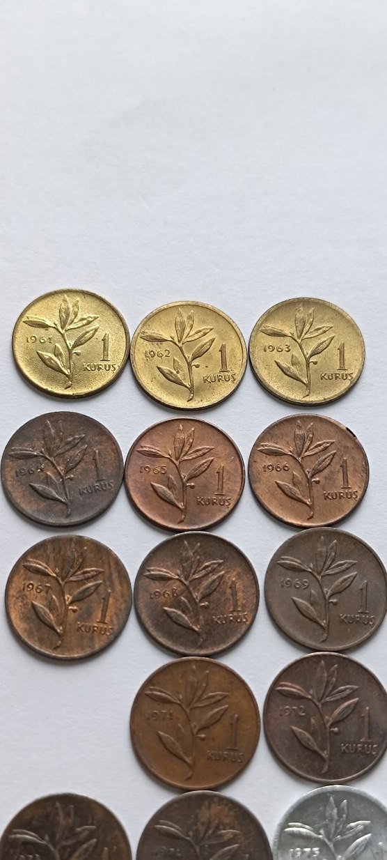 1961 1977 Türkiye bir kuruş lotu.
1970 yoktur - Görsel 2