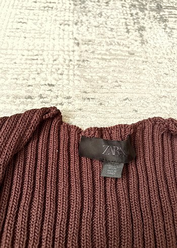 m Beden Zara kahverengi fırfırlı triko bluz
