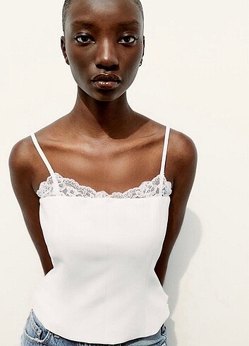 zara dantel detaylı korse bluz