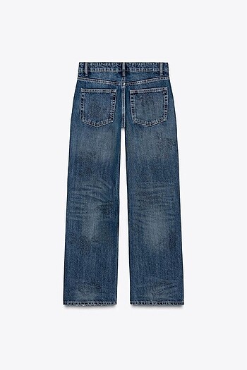 Zara zara parlak taşlı çiçek desen jean
