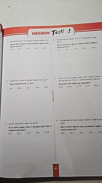  Beden Renk problemler soru bankası benim hocam