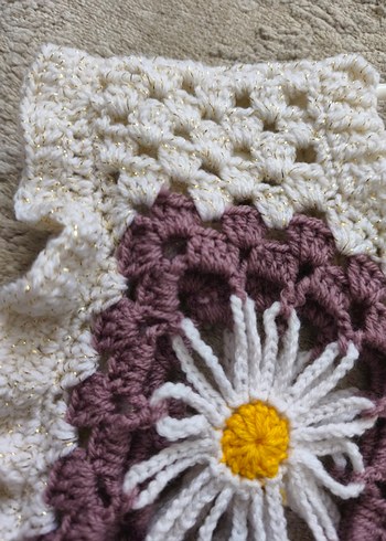 Kız Çocuk El Örgüsü Nakışlı Bohem Poncho - Görsel 2