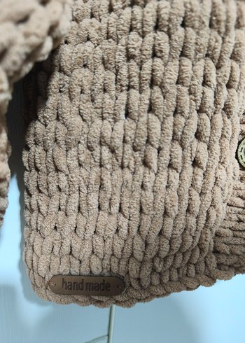 Kahverengi El Örgüsü Kapüşonlu Hırka - Görsel 4