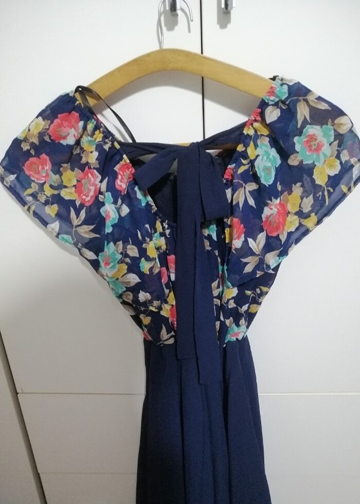 Şifon lacivert elbise  - Görsel 3