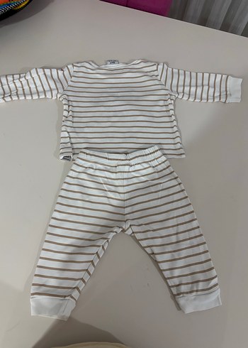 3/6 ay Mavi Çizgili Uzun Kollu Bebek Takımı - Görsel 2