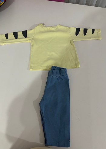 6/9 ayUzun Kollu Sarı Baskılı Bebek Takımı - Görsel 3