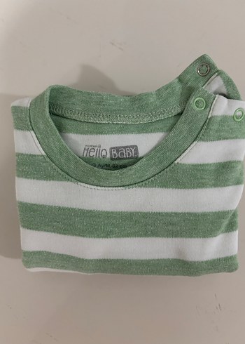 3 ay Uzun Kollu Çizgili Bebek Takımı Yeşil - Görsel 3