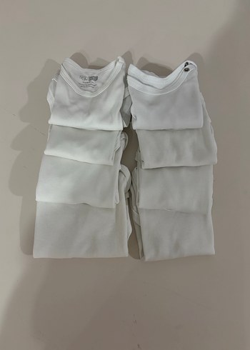 8 adet 6 ay Beyaz Pamuklu Bebek Çıtçıtlı Body - Görsel 3