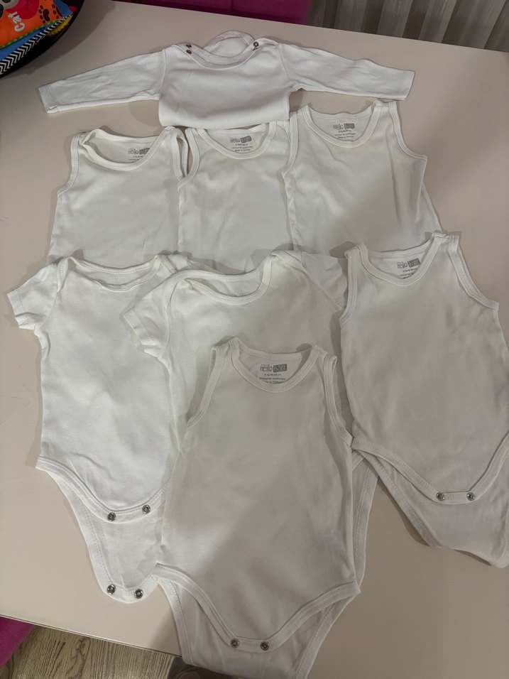 8 adet 6 ay Beyaz Pamuklu Bebek Çıtçıtlı Body - Görsel 2