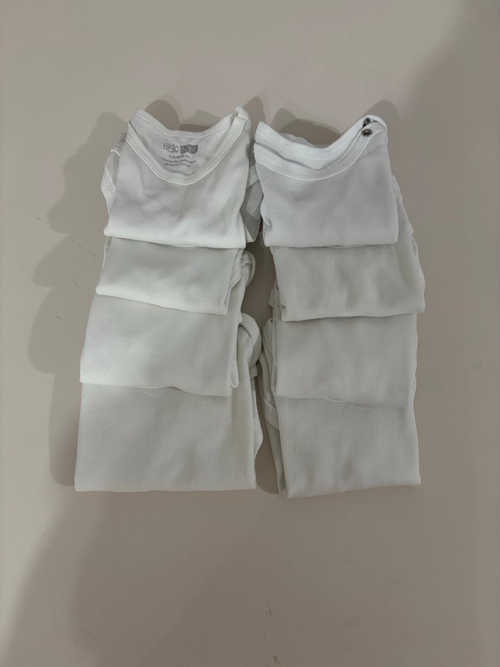 8 adet 6 ay Beyaz Pamuklu Bebek Çıtçıtlı Body - Görsel 3