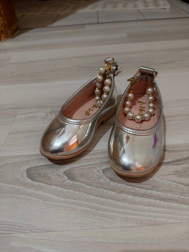 Kız Çocuk Parlak Metalik Altın Babet - Görsel 3