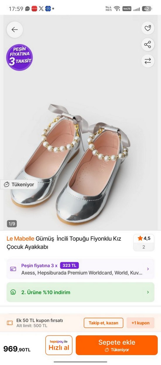 Kız Çocuk Parlak Metalik Altın Babet - Görsel 5